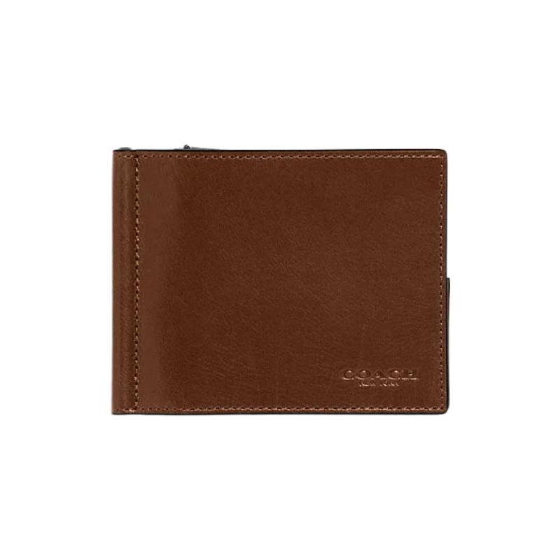

COACH Billfold Wallet Billfold 12 Logo embossed square fold cow leather wallet wallet men s dark brown коричневый