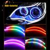 2Pcs 30/45/60CM RGB LED DRL Daytime Running Light Flowing Turn Signal Lamp APP Control LED Headlight Strips For Car Accessoies