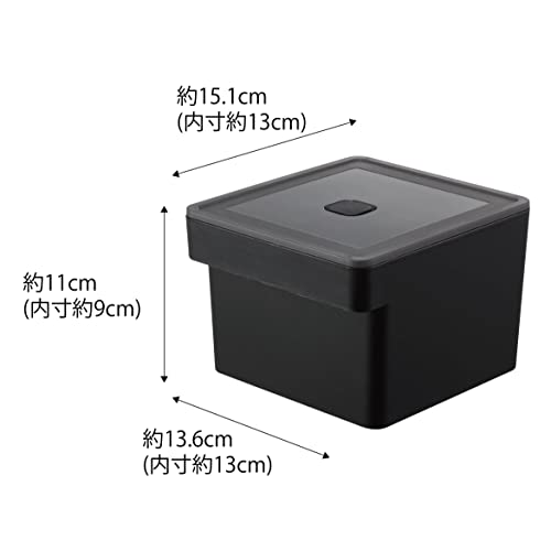 Yamazaki Jitsugyo 7738 Miso Pack Storage with Handle, Sealed Food Container, Black, Approx. W13.6 X D15.1 X H11cm, Tower with Bubble