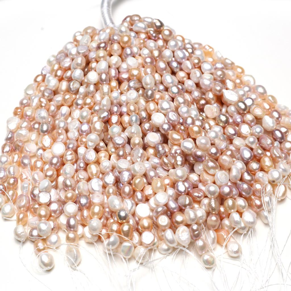 1String, Artificial Pearl Beads 9-10mm, Fashion Handmade Two-sided Light Straight Hole Beads for Jewelry Making DIY Necklace Bracelet Accessories 18cm