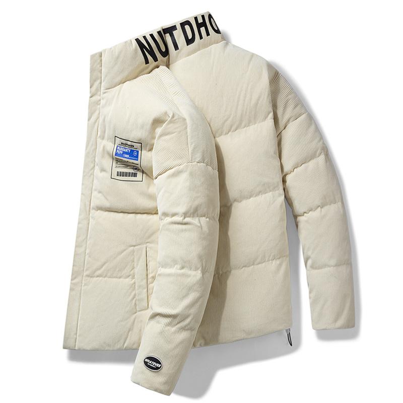 

Мужская осенне-зимняя пуховая куртка в гонконгском стиле, утолщенная куртка с капюшоном, свободная, трендовая, парная одежда, куртка-хлеб с воротником-стойкой M