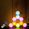 Smart RGB Hexagonal LED Wall Lamp with Remote Control Modular Honeycomb Quantum Light for Bedroom DIY Decoration Night Light