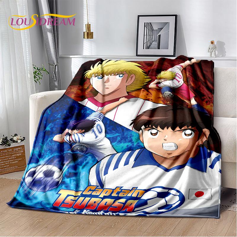 Captain Tsubasa Anime Soccer Cartoon Blanket,Soft Throw Blanket for Home Bedroom Bed Sofa Picnic Travel Office Cover Blanket Kid