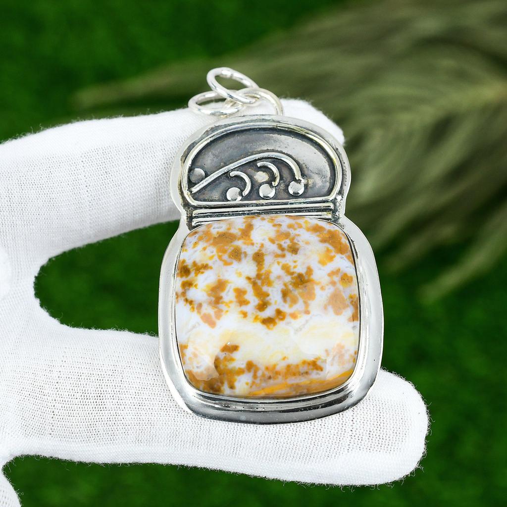 Sisters Day Deal 925 Silver Polka Dot Agate Gemstone Elegant New Pendant Jewelry