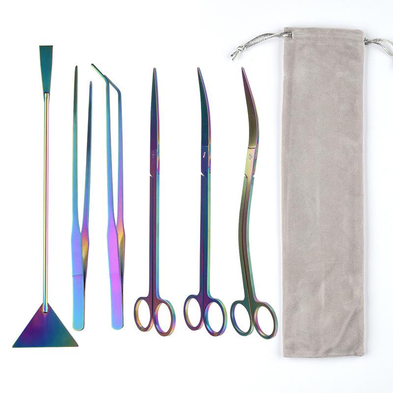 Aquarium Tools Set Stainless Steel Aquarium Tank Aquatic Plant Tool Kits Bag