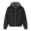American Retro Hooded Padded Coat With Fur Trim Button Placket Warm Casual Outerwear Men Women