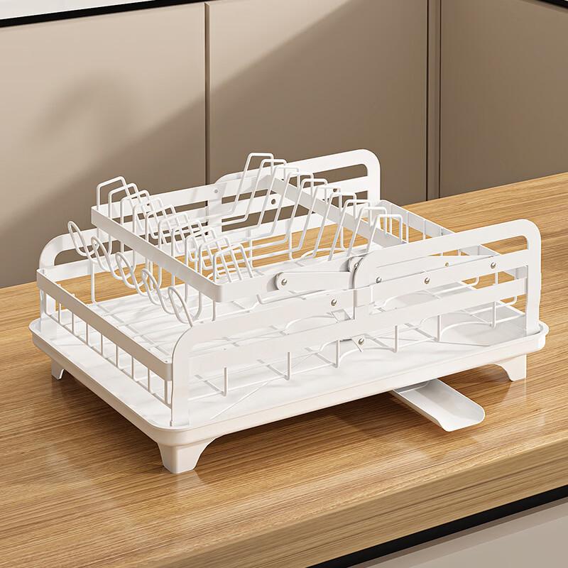 White Nordic Foldable Dish Drying & Utensil Storage Rack