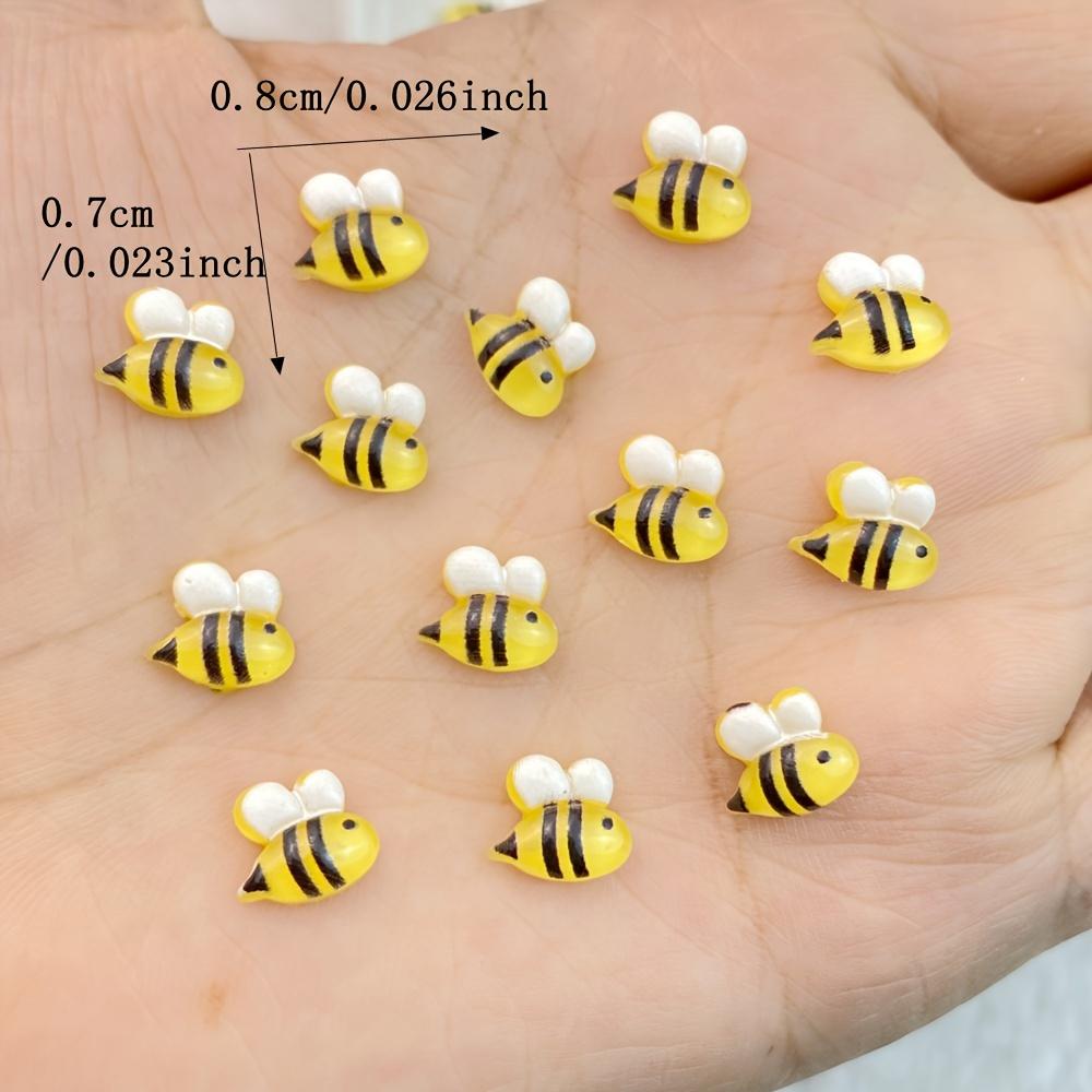 50Pcs New Cute Mini Bee Resin Statue Crafts Flat Ornaments Jewelry Making Hair Salon Nail Accessories, Bee Nail Art Charms