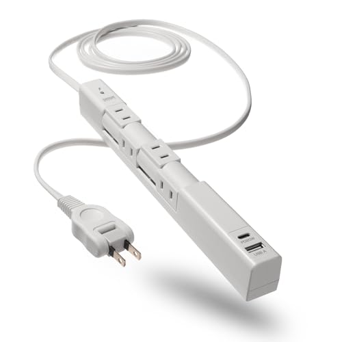 Sanwa Supply Rotating Tap (4 AC Outlets + Type-C + USB-A, 20W PD, White) TAP-B113UC-2W
