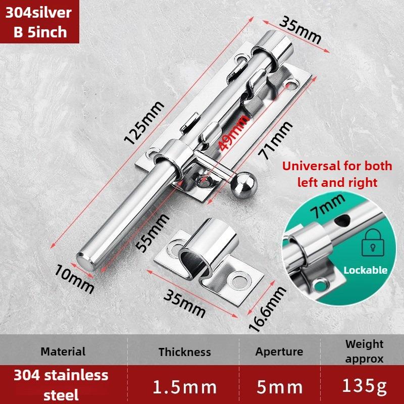 1PCS Stainless Steel Door Latch Solid Sliding Bolts Latch Home Hardware Gate Safety Toilet Door Lock