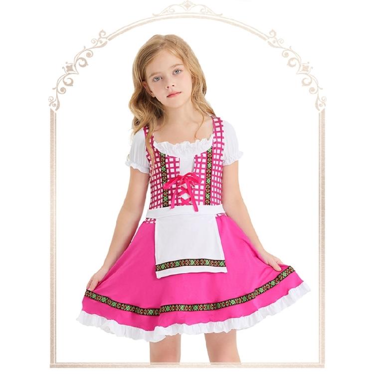 Kids Girls German Bavarian Oktoberfest Costume,Beer Costume Dirndl Dresses for Halloween and Beer Festival Carnival