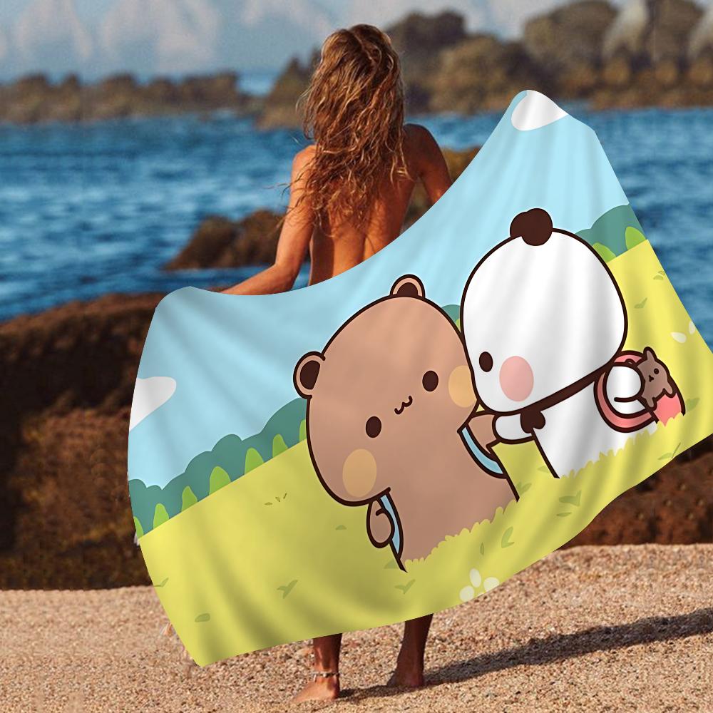 1pc Bubu And Dudu Beach Towel Cartoon Cute Summer Kids Large Bath Pool Beach Towel Microfiber Absorbent For Swimming Travel