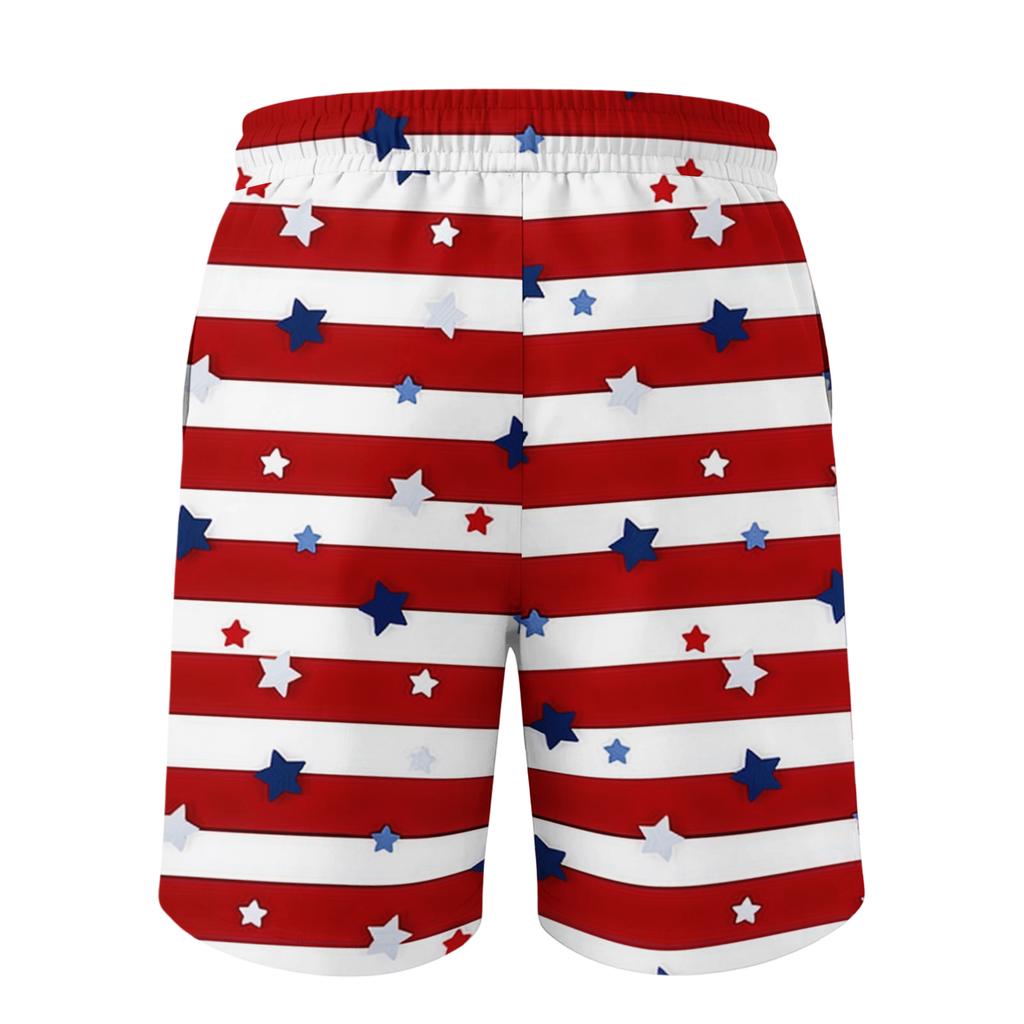 Men's Independence Day Printed Casual Drawstring Waist Shorts