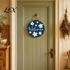 Hanging Sign with Hemp Rope Wooden Daisy Welcome for Front Door, Rustic Farmhouse Wall Decor Handmade House Rope, Wood Plaque Home Entrance