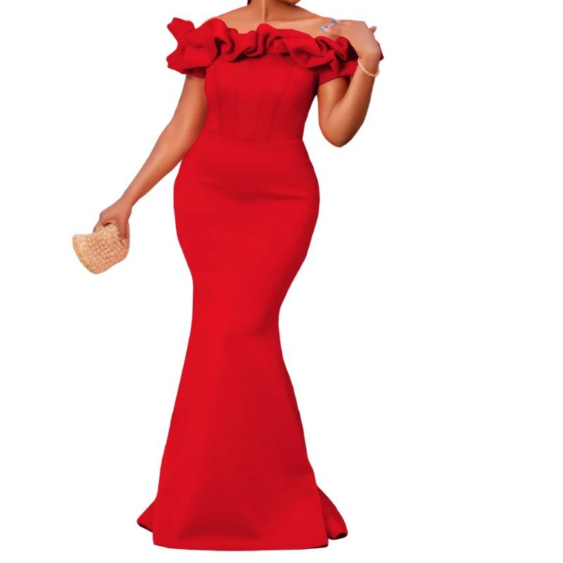 Women's clothing summer one-word collar sexy fishtail dress dress dress