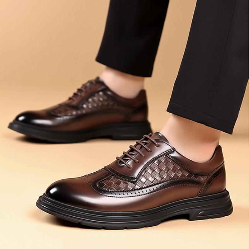 FashionNew Platform Cow Leather Men's Brogue Shoes Spring Autumn Carve Designs Business Men's Dress Shoes Fashion Wedding Shoes Male