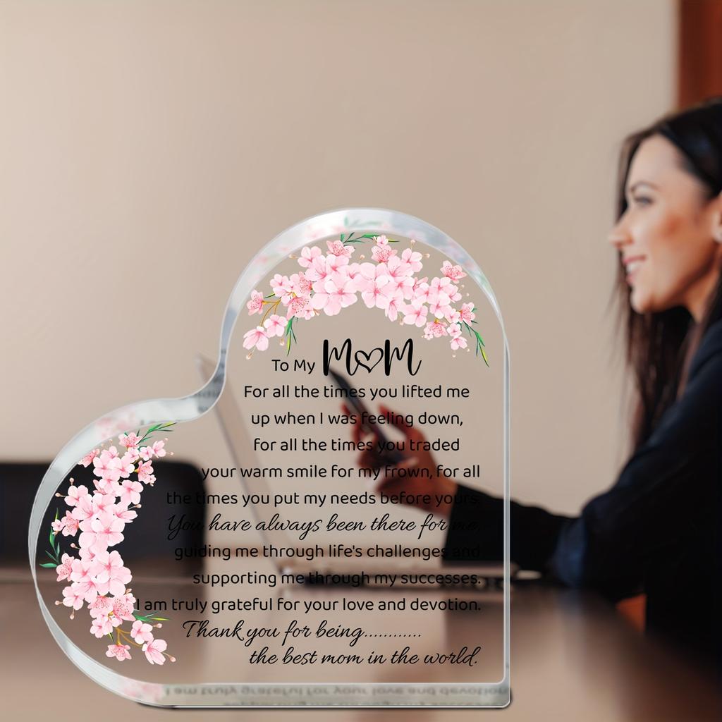1pc Modern Acrylic Mother'S Day Gift for Mom - Heartfelt Keepsake with Floral Design, No Batteries Needed, Perfect for Home Decor or Special Occasions