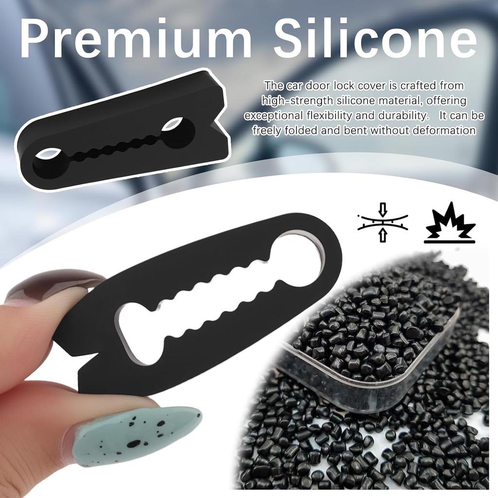 4PCS 2026 New Car Door Lock Cover Pad,Silicone Car Door Latch Covers Shock Absorber Pad with Non-Slip Teeth Design,Universal Cars Doors Lock