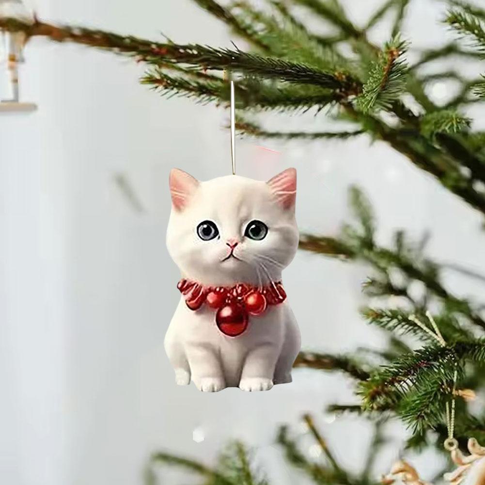 Christmas Tree Hanging Ornaments 2D Acrylic Cat Shaped Pendants Christmas Decorations For Home 2026 Xmas Gifts New Year 2026