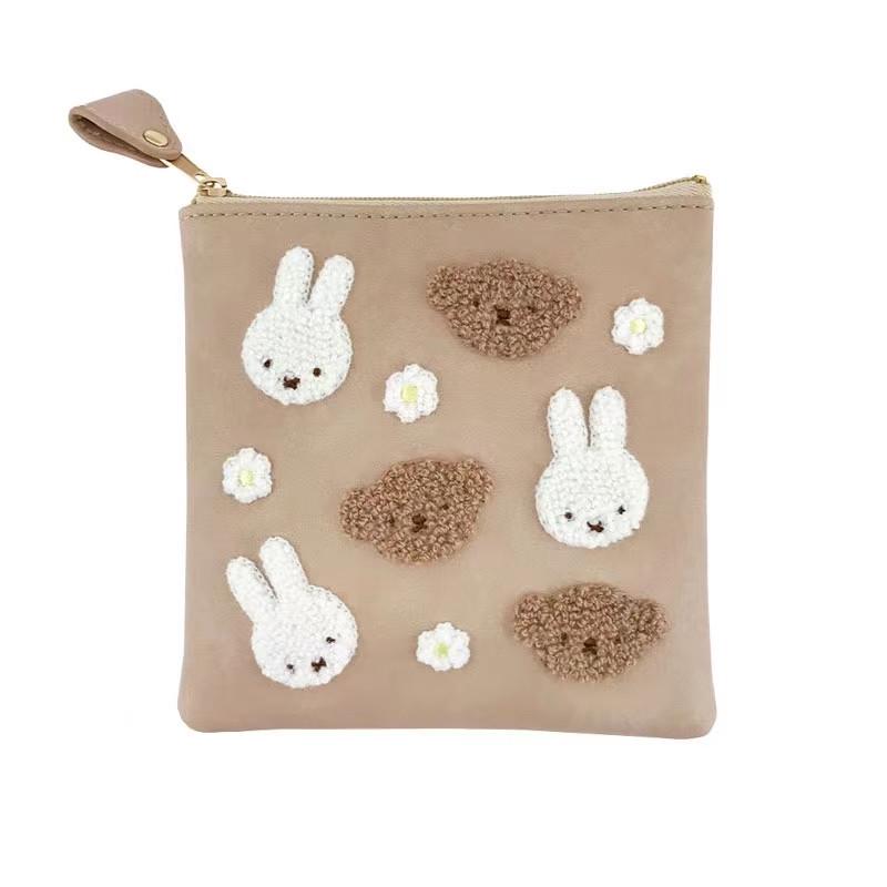 Miffy Embroidery Lipstick & Sanitary Napkin Storage Bag - Compact & Large Capacity