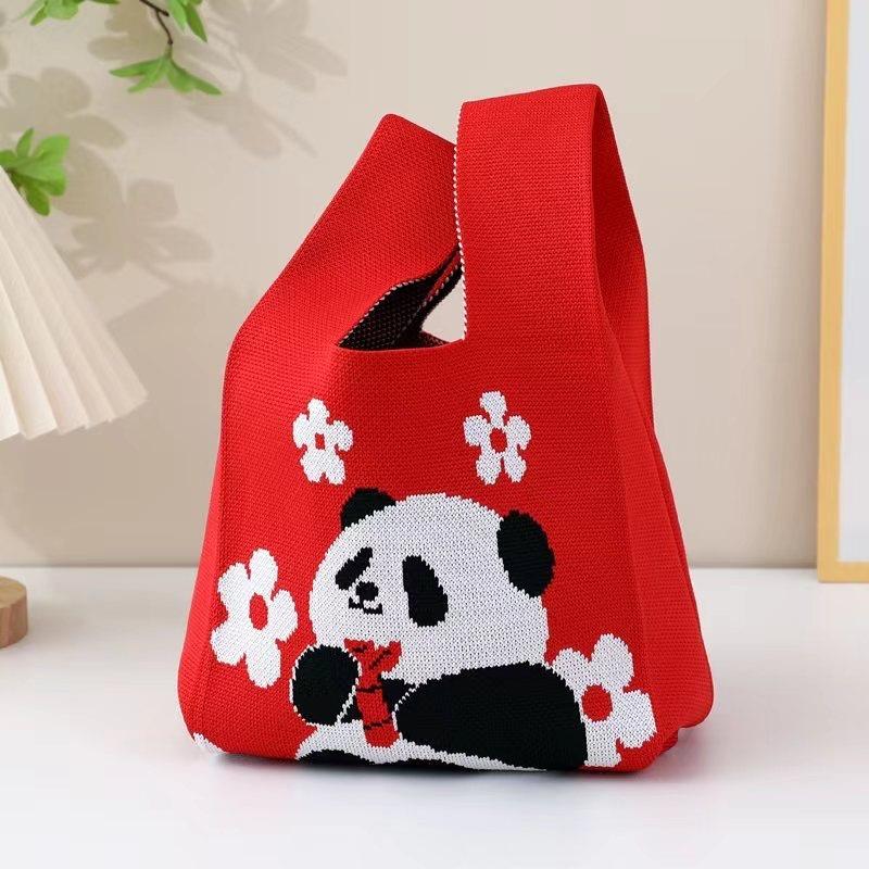 Gestrickte Handtasche im chinesischen Stil mit Riesenpanda – süße, gewebte Souvenir-Geschenktasche
