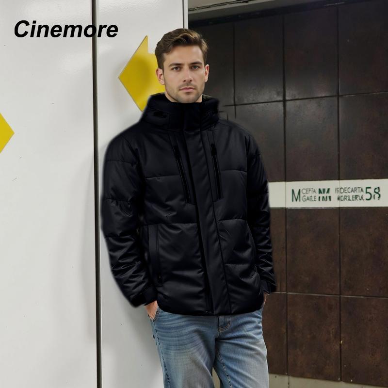 

Cinemore 2025 Winter Coat Men s Down Jacket with Pockets, Warm, Drawstring, Hooded, Short Parka Men s 8071 XL синій