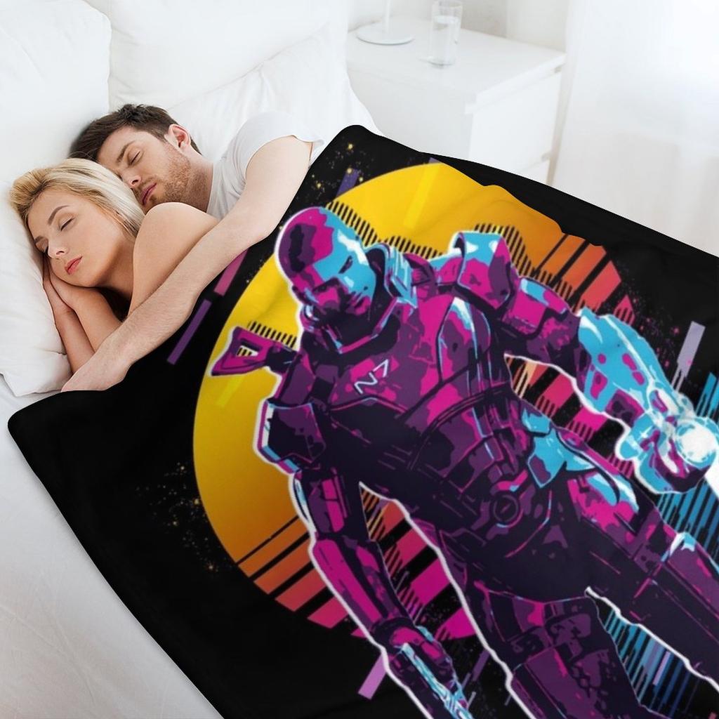 Commander Shepard - Mass Effect *80s Retro* Throw Blanket Summer Softest blankets and throws Hairy Blankets