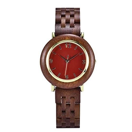 Wooden Wristwatch Ladies Lightweight Simple Womens Stylish Japanese Quartz Birthday Present Women Christmas Mothers Day Gift KINGNOW.