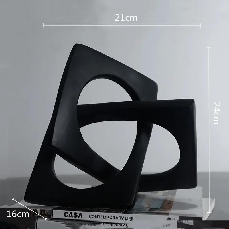 Creative Creative Geometric Ring Sculpture White Cross Square Hollow Winding Ornaments Decorative Figurines Home Decoration Acce
