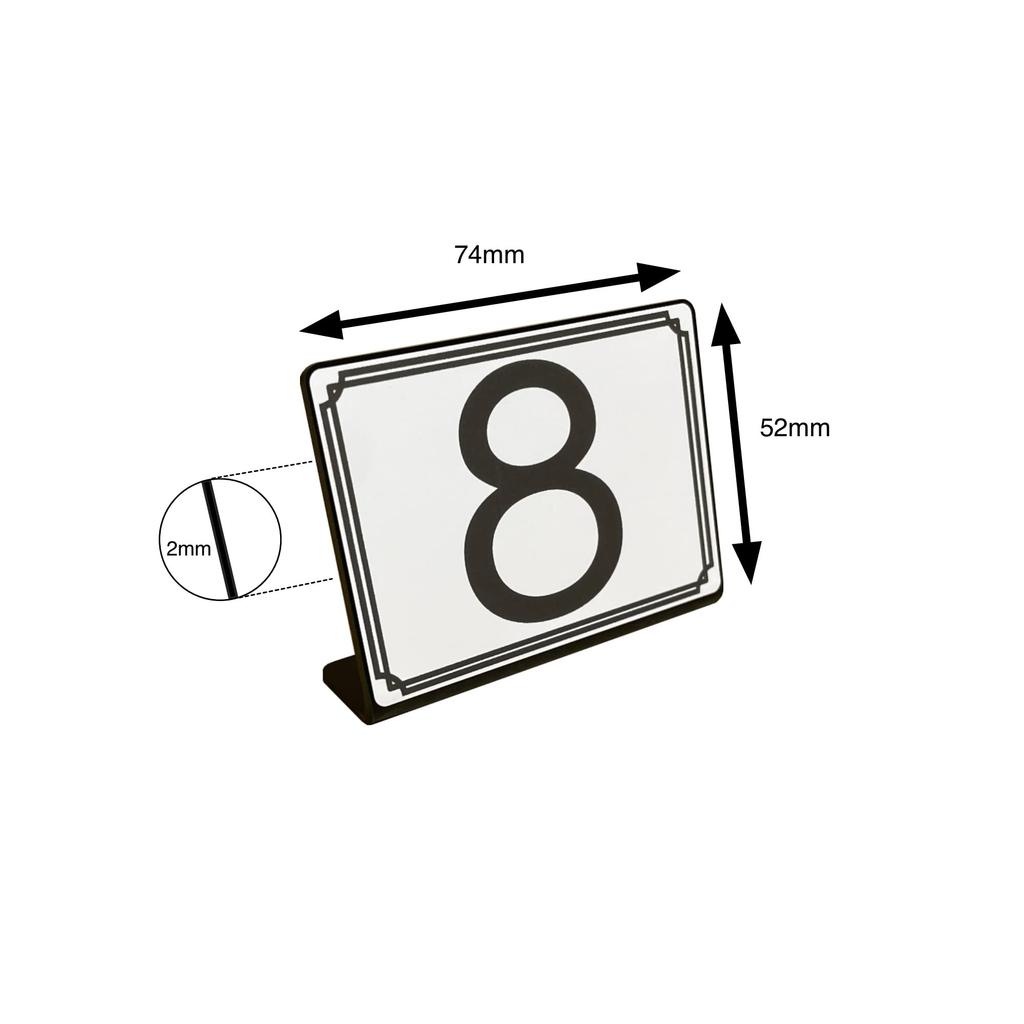 Mehrondo Table Number Plates (20 pieces) - Numbers 1-20 | Size: 74x52mm | Made in Japan