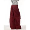 Jeans Femme Rouge Vintage Taille Haute Coupe Droite Pantalon en Jean Y2K Hip Hop Streetwear Jambe Large Pantalon en Jean Classique