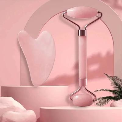 Gesichts- und Halsmassagegerät ABS-Roller Beauty-Schaben Doppelseitiger Massagestab zum Lösen und Entspannen Nicht-Rosenquarz Kristalljade