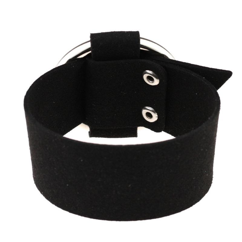 Kvinnemote sirkulær ring sjarmarmbånd bred fløyel flerfarget armbånd stor sirkel mansjett vintage klubbsmykker flanell justerbar armring
