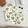 Kids Casual Short Sleeve Top and Shorts Set Animal Print Lightweight Comfortable Summer Outfit for Boys and Girls