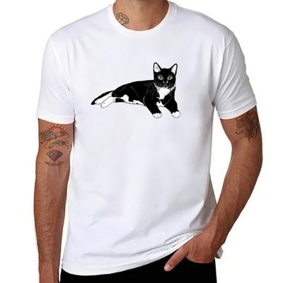 Tuxedo Cat T-Shirt T Shirt Men 100% Cotton Luxury Brand Graphic T Shirts for Man T-Shirt