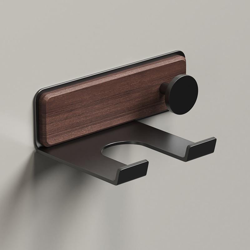 Walnut Hair Dryer Storage Rack, Bathroom, Washbasin, Non Perforated Air Duct Hanging and Storage Rack, Wall Mounted Bracket