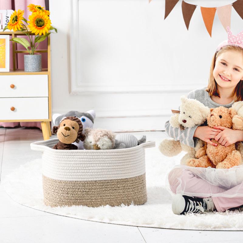 Cotton Rope Woven Storage Basket - Large Capacity for Laundry & Toys