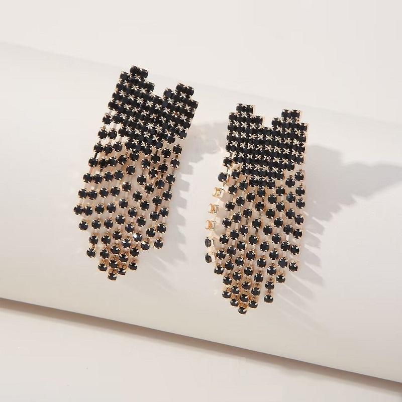 New Fashion Women Black Rhinestone Love Earrings Delicate Sweet Earrings Women Party Birthday Gift Charm Jewelry