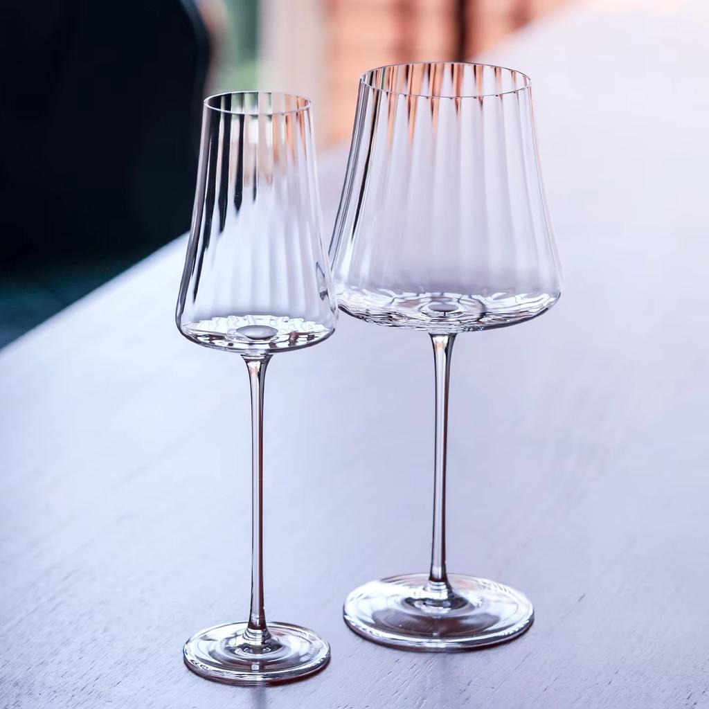 Boutique Series Crystal Glass High Footed Ribbed Champagne Flutes Sparkling Glasses for Bar Cocktail Drinking And Serving