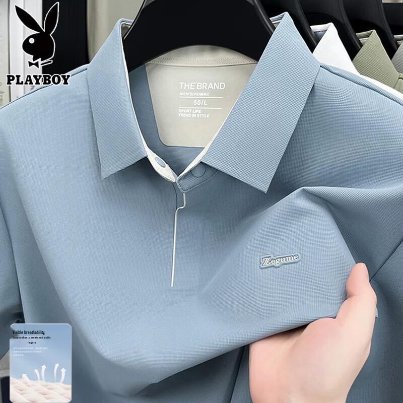 PLAYBOY Men s Summer Business Casual Polo T-Shirt 4XL
