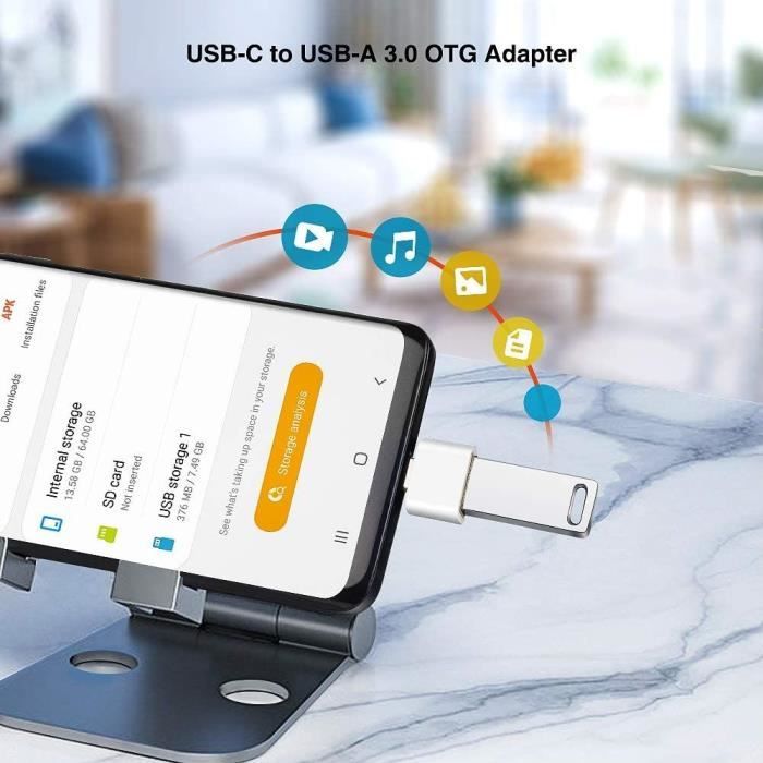 Adaptateur USB 3.1 Type C - E.F.CONNECTION - Blanc - USB 3.0 A male - Connecte MacBook/iPad Pro