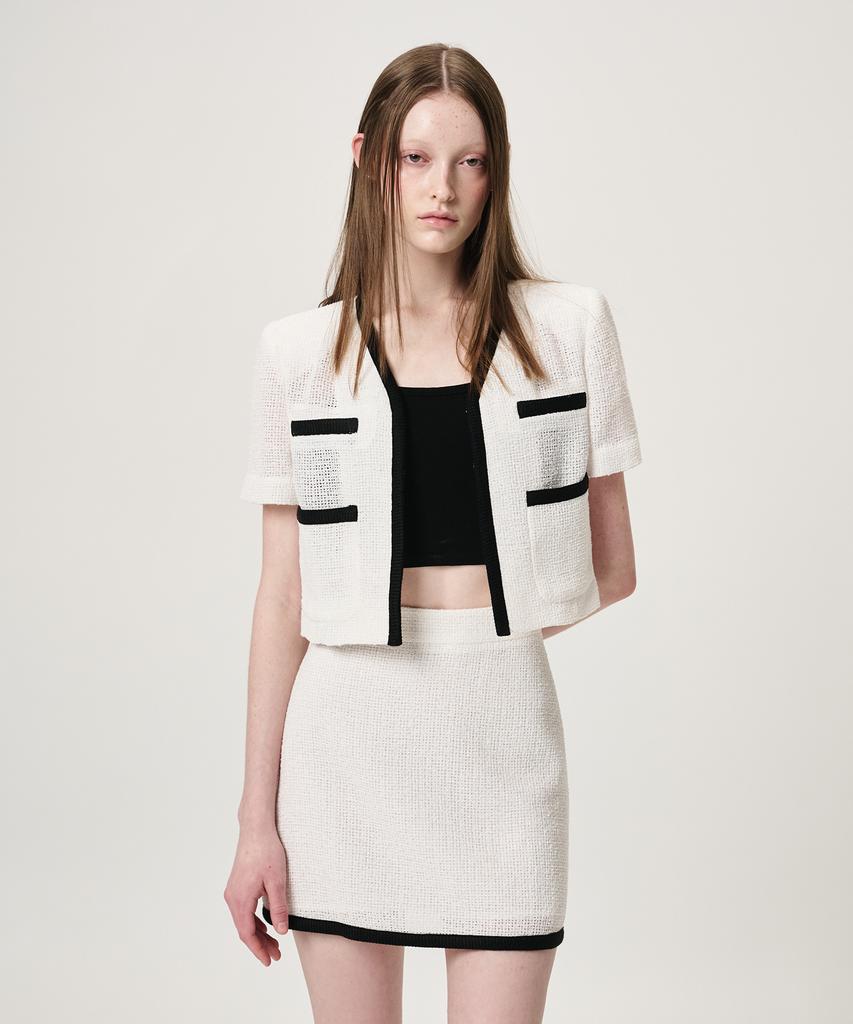 Etmont Summer Tweed Mini Skirt, White