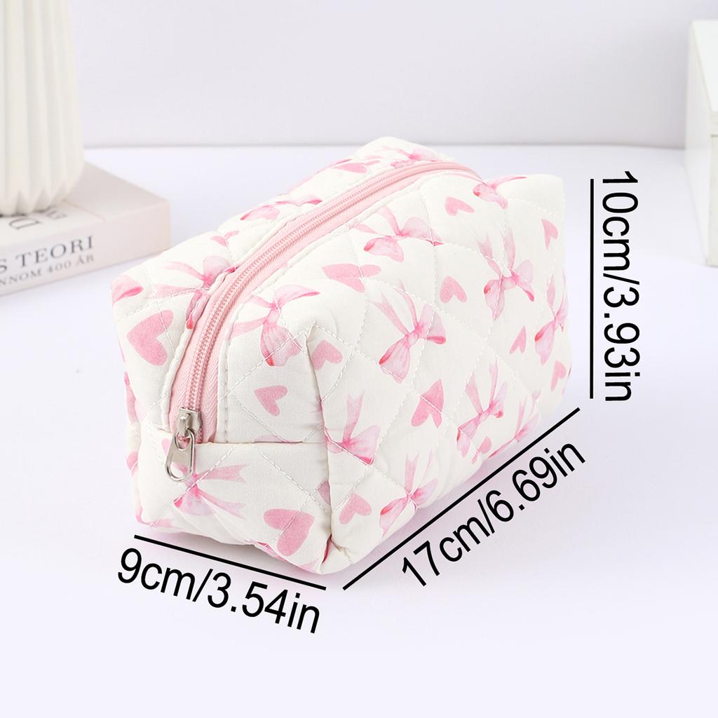 1 Pc Exquisite Bowknot Single-layer Pencil Case, Floral Pattern Design Storage Bag, a Must-have for Back To School Season