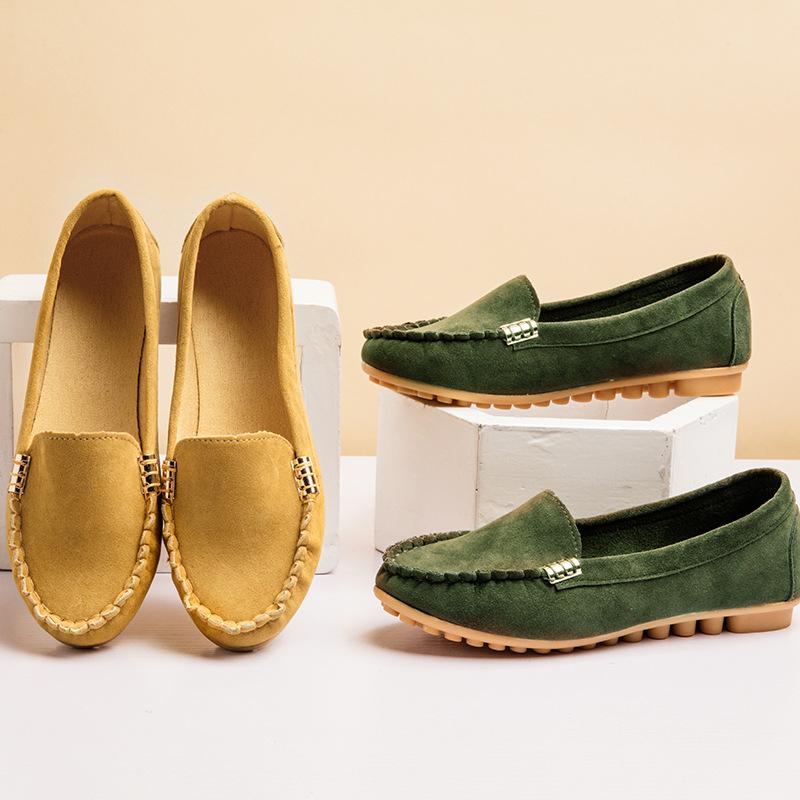 Autumn New Shallow Flat Shoes Large Size Comfortable Women's Casual Shoes for One Foot Breathable and Durable Single Shoes