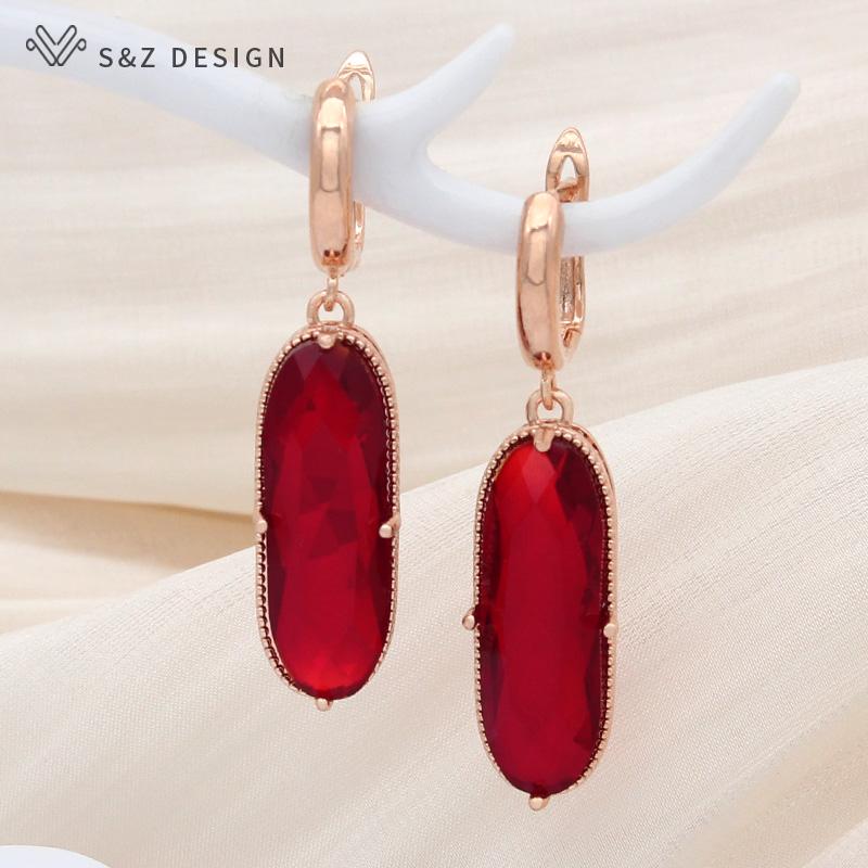 Elegant Vintage Large Egg Shape Crystal Drop Earrings For Women Wedding Luxury Jewelry Rose Gold Color Oval Eardrop