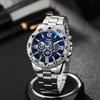 Business Casual Fashion Large Dial Alloy Steel Belt Blue Quartz Men'S Watch