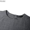 ZANZEA Blusa Feminina Casual de Renda com Gola Redonda e Meia Manga