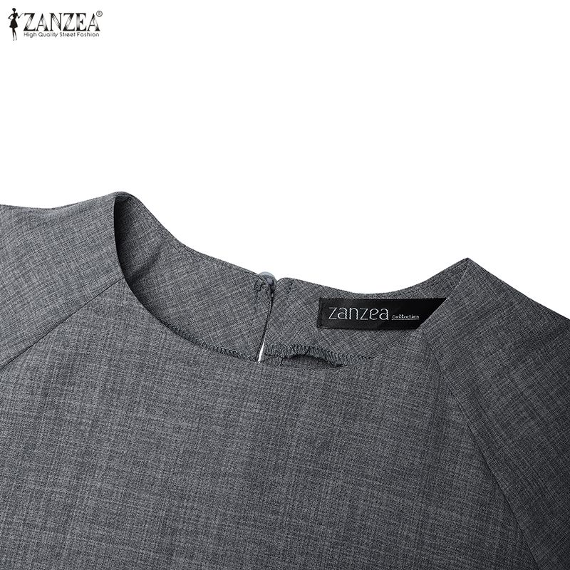 ZANZEA Blusa Feminina Casual de Renda com Gola Redonda e Meia Manga
