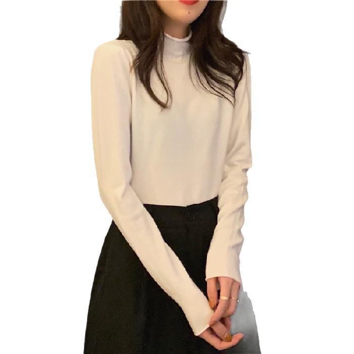 Popular solid color shirt semi-turtleneck women's autumn and winter knitted sweater 2025 new sweater with inner clothes