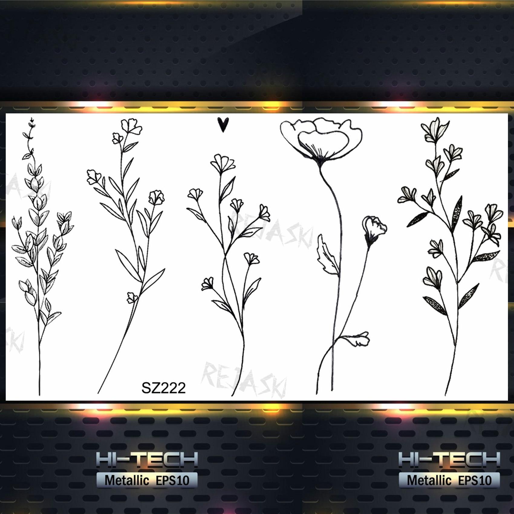 

Маленькие временные татуировки с цветком мака для женщин и взрослых, лаванда, реалистичные поддельные татуировки, наклейки, боди-арт, переводные татуировки с водой